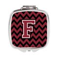 Carolines Treasures Letter F Chevron Garnet and Black Compact Mirror CJ1052-FSCM